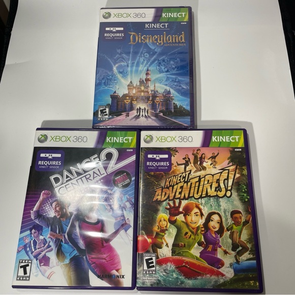 Xbox 360 Kinect Games Lot Of 3 Games Disney Adventure Dance Central 2 - Picture 1 of 8